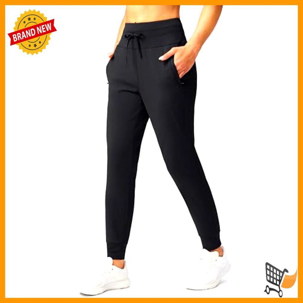 High Waisted Joggers with Zipper Pockets, Tapered Leg, Athletic Lounge Pants - Picture 2 of 6